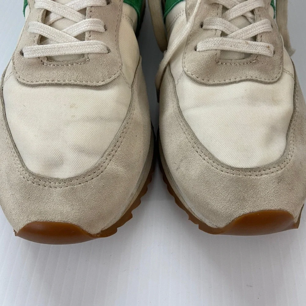 J Crew Lace Up Low Top Sneakers‎ Mountain White Kelly Green Womens 8.5